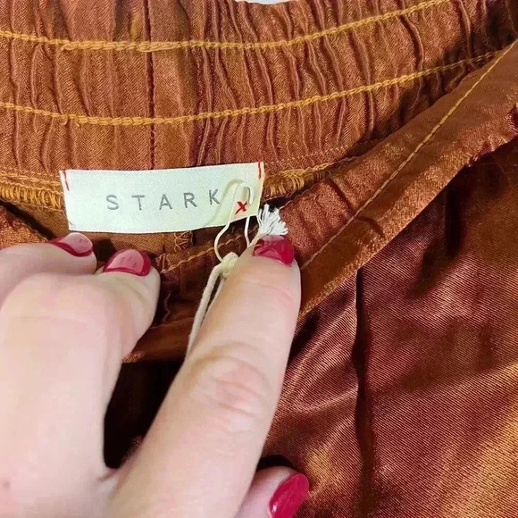 NWT STARK X Women’s Wide Leg Satin Pants Size Small Rich Brown Silky $195 - Picture 8 of 10